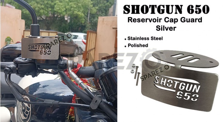 Fit For Royal Enfield Shotgun 650 Stainless Steel Reservoir Cap Guard Silver - SPAREZO